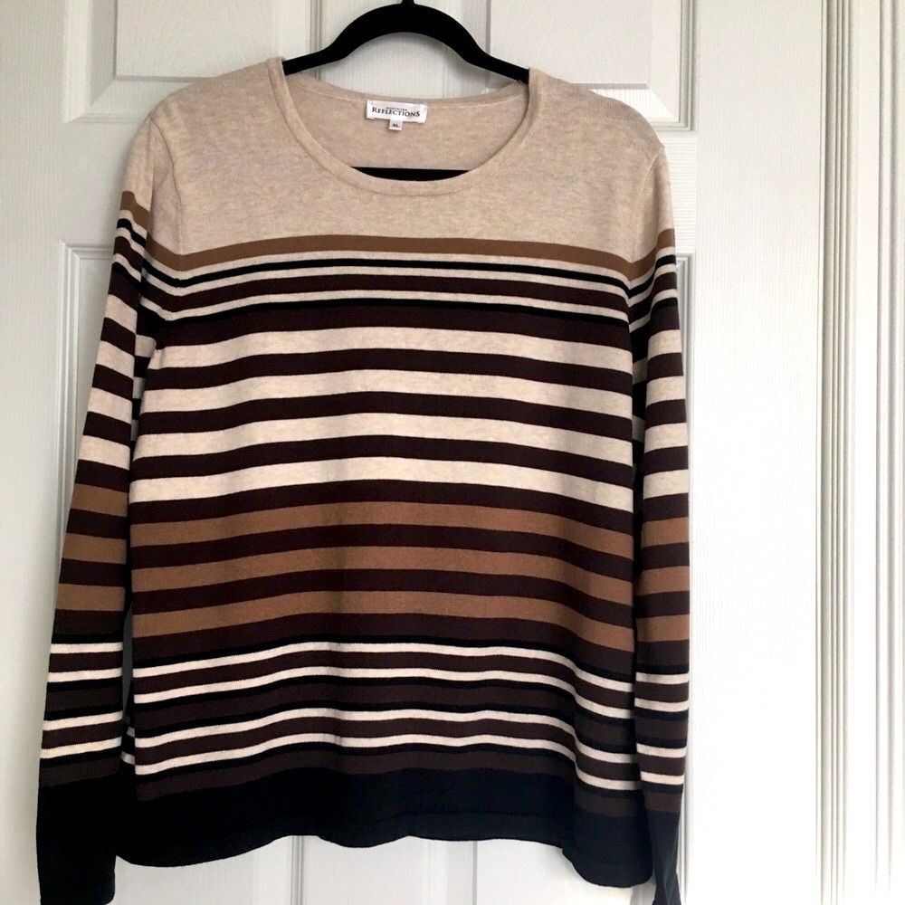 Northern Reflections Women’s  XL Brown Black  Tan Stripe Pullover Sweater